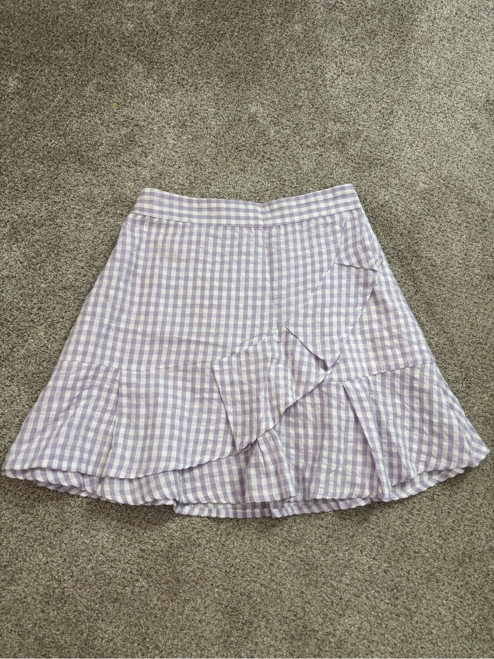 Sim & Sam Purple Gingham Ruffle Mini Skirt XS dainty cottagecore whimsy fairy